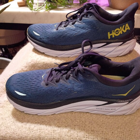 HOKA Clifton 8, Blue Breathable Mesh Athletic Sneakers, Men Size 10.5 main image 9